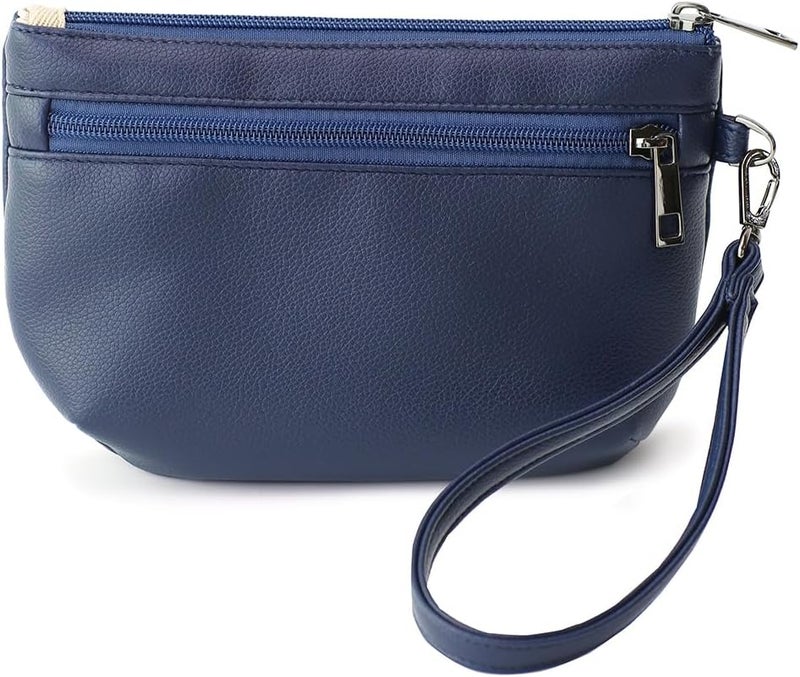 BBORGDC Small Wristlet Wallets for Women, Zip Clutch Bag with Wristlet Pouch, 3-Zipper Original Design - Image 1
